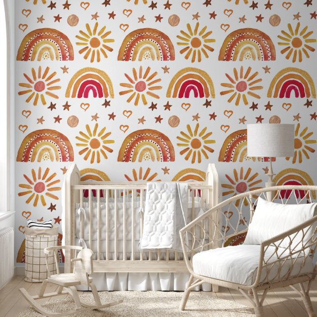 Boho regenboog zon baby meisje Kinder Behang (Kinderen)