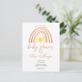 Boho Regenboog Zon Baby Shower Uitnodigingskaart Briefkaart (Staand voorkant)