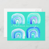 boho regenboogblauw briefkaart (Voorkant / Achterkant)