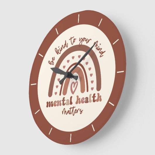 Boho-regenboogmentale gezondheid grote klok (Hoek)