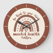 Boho-regenboogmentale gezondheid grote klok (Voorkant)