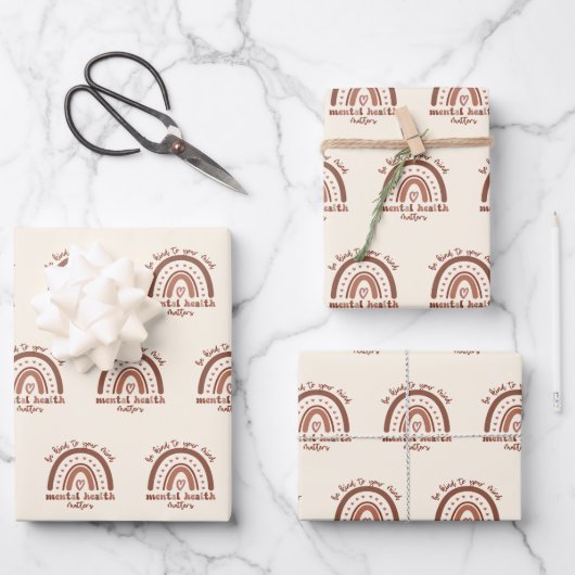 Boho-regenboogmentale gezondheid inpakpapier vel (Voorkant)
