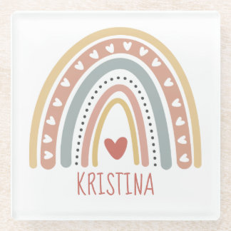 Boho-regenboogontwerp Glazen Onderzetter