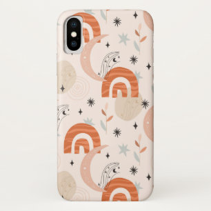 Boho regenboogsterren bloemen abstracte lijnkunst iPhone x hoesje