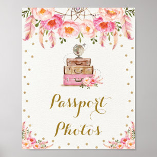 Boho Reizen Miss naar Mrs Floral Pasfoto's Poster