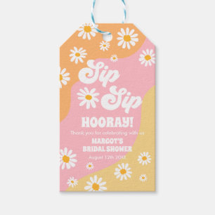 Boho Retro 70s Vrijgezellenfeest Wine Favor Cadeaulabel