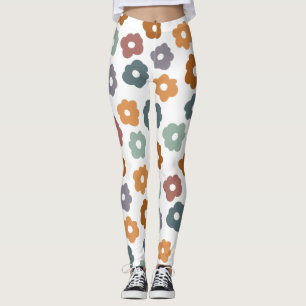 Boho Retro Aardse Bloemen en Botanische Charme Leggings