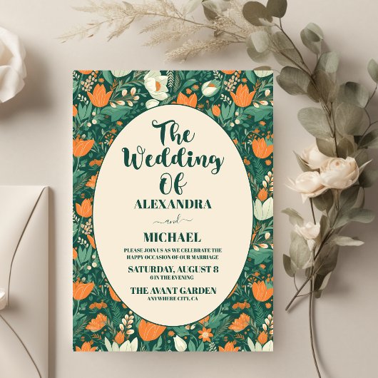 Boho Retro Bloem Bruiloft Kaart