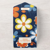 Boho Retro Bloemen Bruiloft All In One Uitnodiging (Buitenkant)