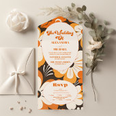 Boho Retro Bloemen Bruiloft All In One Uitnodiging
