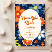 Boho Retro Bloemen Bruiloft Save The Date