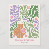 Boho Retro Bloemen Bruiloft Save the Date Briefkaa Briefkaart (Voorkant)