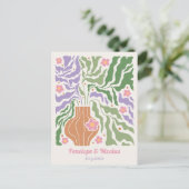 Boho Retro Bloemen Bruiloft Save the Date Briefkaa Briefkaart (Staand voorkant)