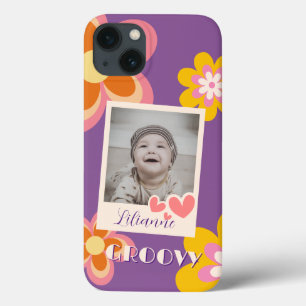 Boho Retro Bloemen Roze Geel Foto iPhone 13 Hoesje