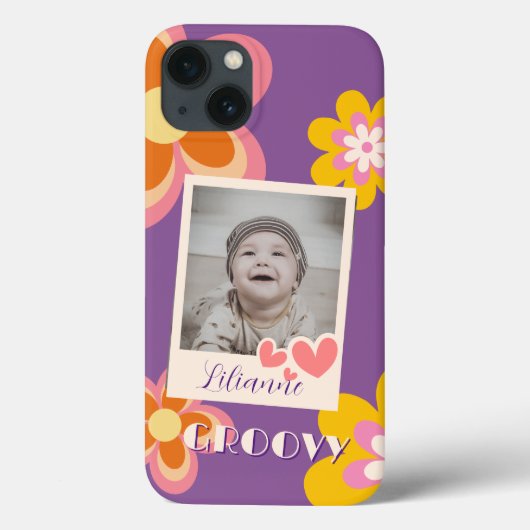 Boho Retro Bloemen Roze Geel Foto Case-Mate iPhone Case (Achterkant)
