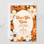 Boho Retro Bloemige Bruiloft Save The Date (Voorkant)
