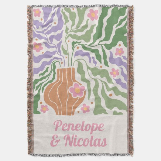 Boho Retro Bloemstuk Custom Woonkamer Dekbed Deken (Voorkant Verticaal)