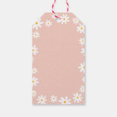 Boho Retro Blush Roze Daisy Wild Een 1e Verjaardag Cadeaulabel (Achterkant)
