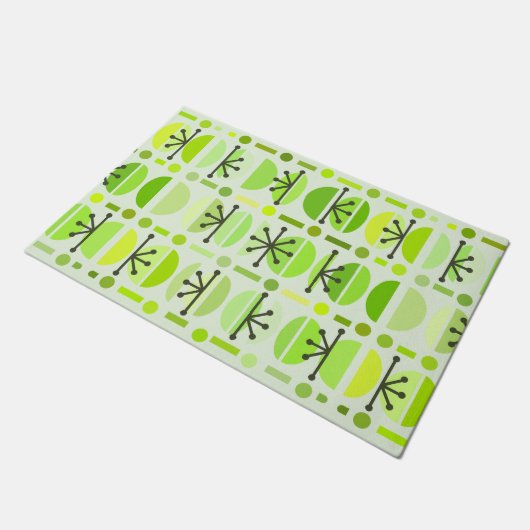 Boho Retro Bowls Lines Chartreuse Deurmat (Schuin)