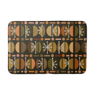 Boho Retro Bowls Lines Dark Earth Tones Badmat