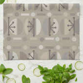 Boho Retro Bowls Lines Taupe Theedoek (Gevouwen)