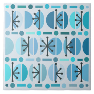 Boho Retro Bowls Lines Turquoise Tegeltje