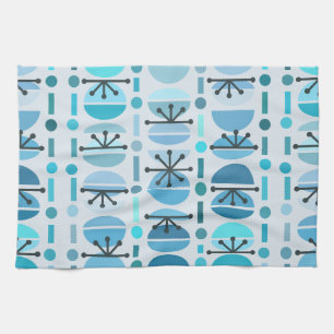 Boho Retro Bowls Lines Turquoise Theedoek