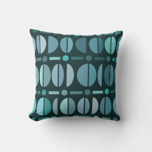 Boho Retro Bowls Pattern Blauwgroen Kussen