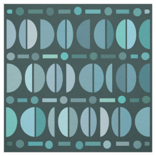 Boho Retro Bowls Pattern Blauwgroen Stof