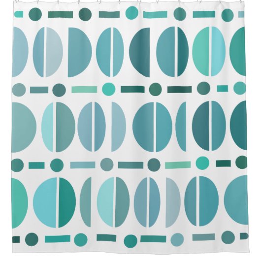 Boho Retro Bowls Pattern Turquoise Douchegordijn (Voorkant)