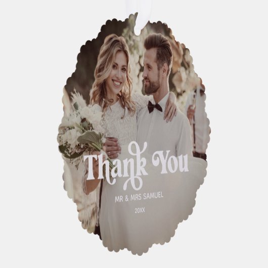 Boho Retro bruiloft dank u fotopapier Ornament (Rechts)