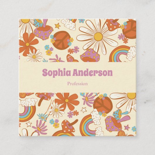 Boho Retro Carte de visite avec Pastel les années (Devant)