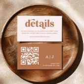 Boho Retro Cream Burnt Sinaasappel bruiloft detail Informatiekaartje