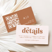 Boho Retro Cream Burnt Sinaasappel bruiloft detail Informatiekaartje