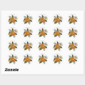 Boho retro  daisies oranje geel ronde sticker (Vel)