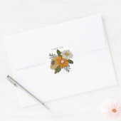 Boho retro  daisies oranje geel ronde sticker (Envelop)