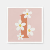 Boho Retro Daisy 1e Groovy Verjaardag Servet (Voorkant)