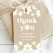 Boho Retro Daisy 1e Verjaardag Cadeaulabel