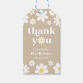 Boho Retro Daisy 1e Verjaardag Cadeaulabel (Voorkant)