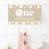 Boho Retro Daisy 1e Verjaardag Spandoek (Insitu)