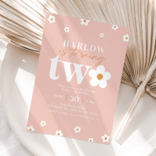 Boho Retro Daisy 2e Verjaardag Kaart