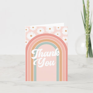 Boho Retro Daisy Birthday Party Bedankkaart