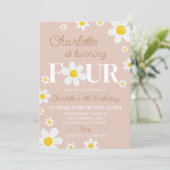 Boho Retro Daisy Bloom Invitation Anniversaire (Debout devant)