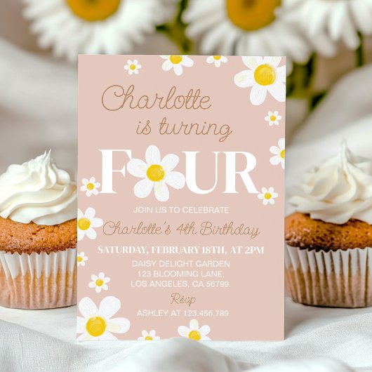 Boho Retro Daisy Bloom Invitation Anniversaire