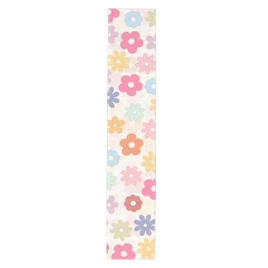 Boho Retro Daisy Flowers, zomer 70 Medium Tafelloper (Voorkant)