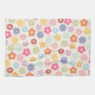 Boho Retro Daisy Flowers, zomer 70 Theedoek