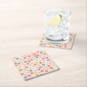 Boho Retro Daisy Flowers, zomer 70 Vierkante Kartonnen Onderzetter (Insitu)