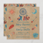 Boho Retro Dreamcatcher Baby shower Invitation (Devant / Derrière)