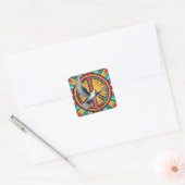 Boho Retro Duif en Vredesteken Vierkante Sticker (Envelop)