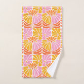 Boho Retro Floral Rose Orange Mustard (Serviette à main)